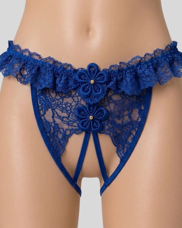 Royal Navy Bloom Lace Thong
