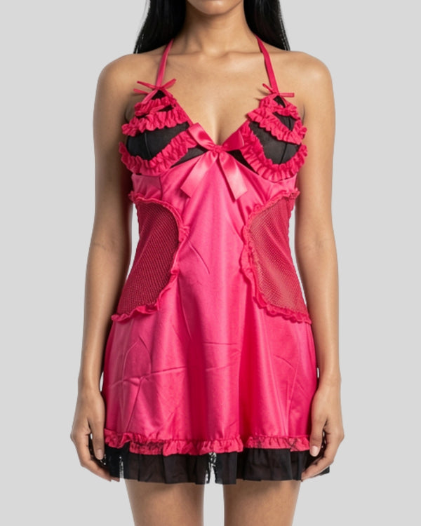 Fuchsia Noir Satin Nightwear