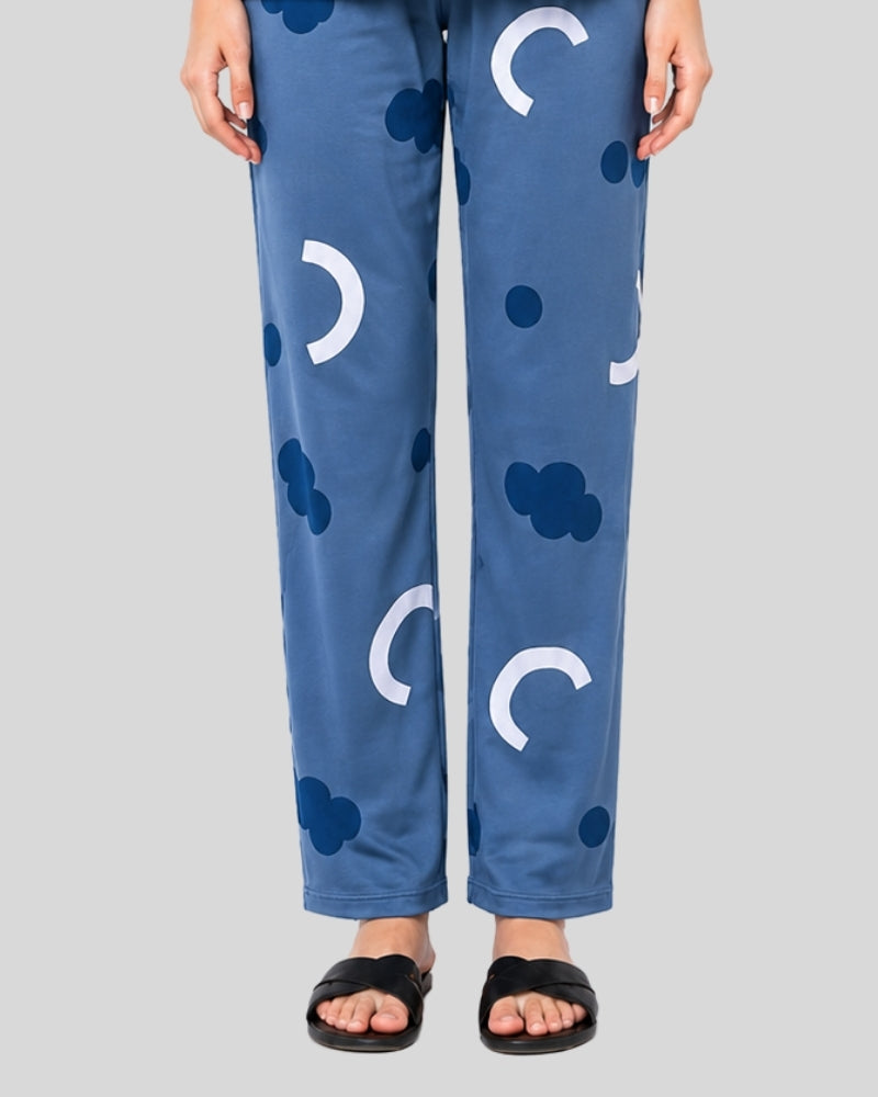 Blue Pattern Printed Lounge PJ Set