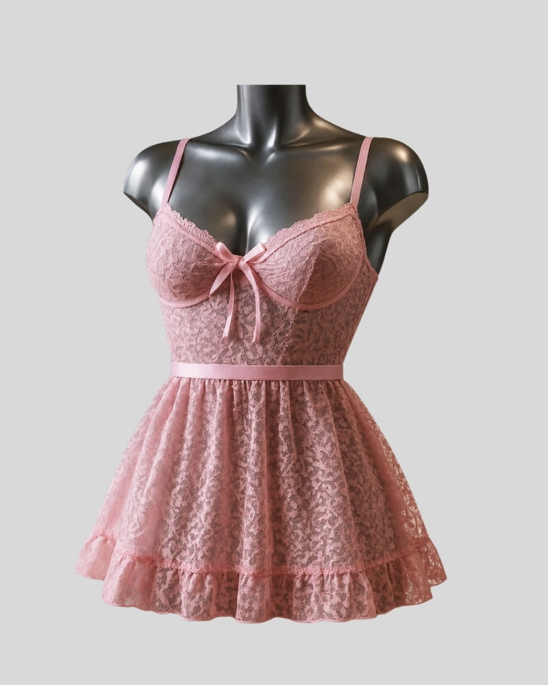Rosé Lace Babydoll Nightdress