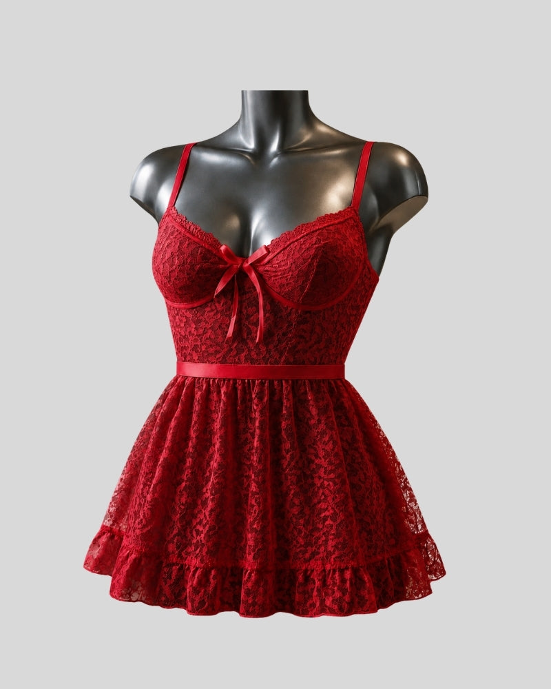 Red Lace Babydoll Nightdress