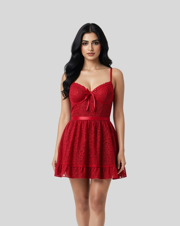 Red Lace Babydoll Nightdress