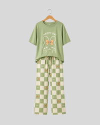 Olive Green Printed Lounge PJ Set