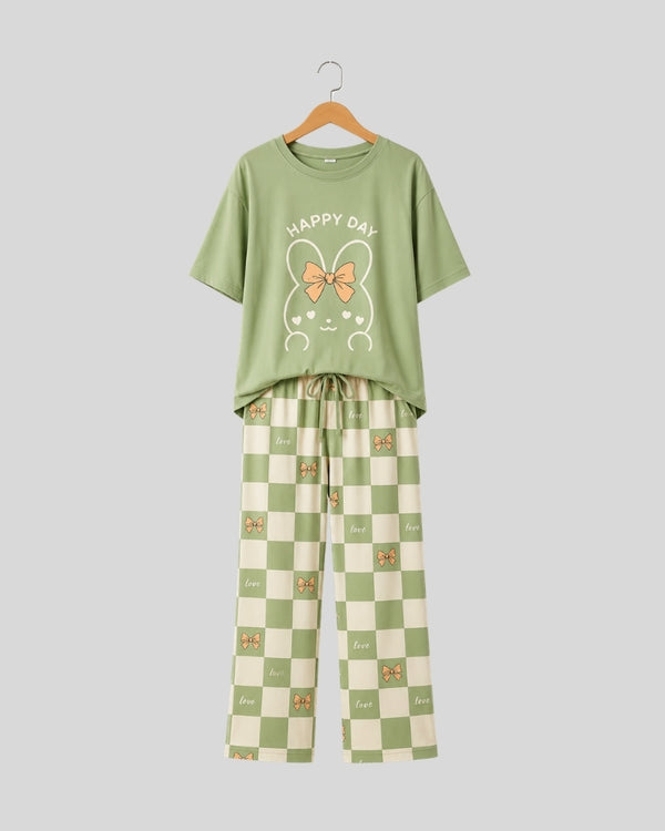 Olive Green Printed Lounge PJ Set