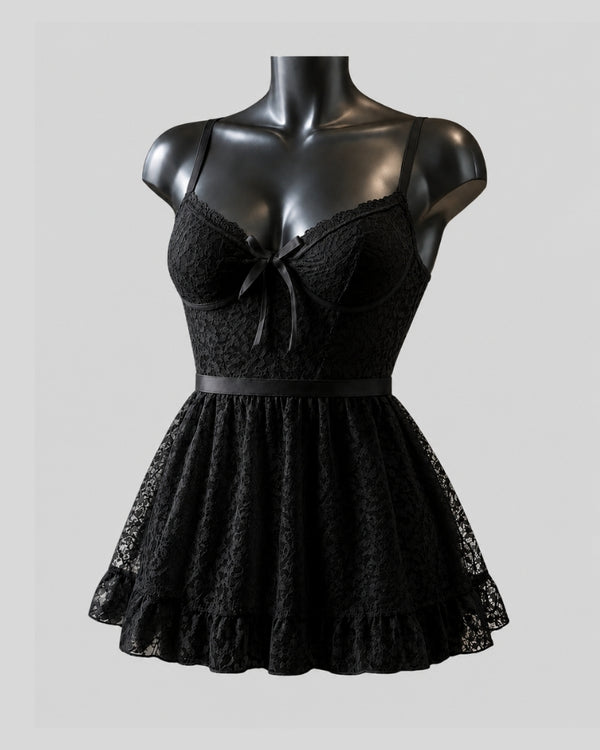 Midnight Lace Babydoll Nightdress