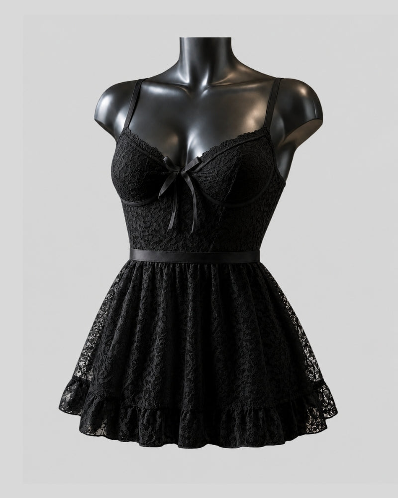 Midnight Lace Babydoll Nightdress