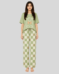 Olive Green Printed Lounge PJ Set