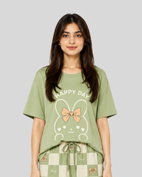 Olive Green Printed Lounge PJ Set