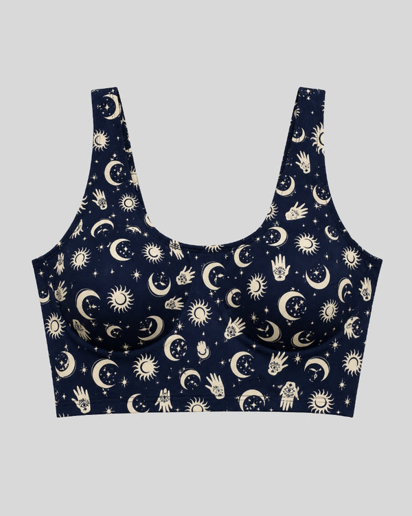 Navy Celestial Print Sports Bra