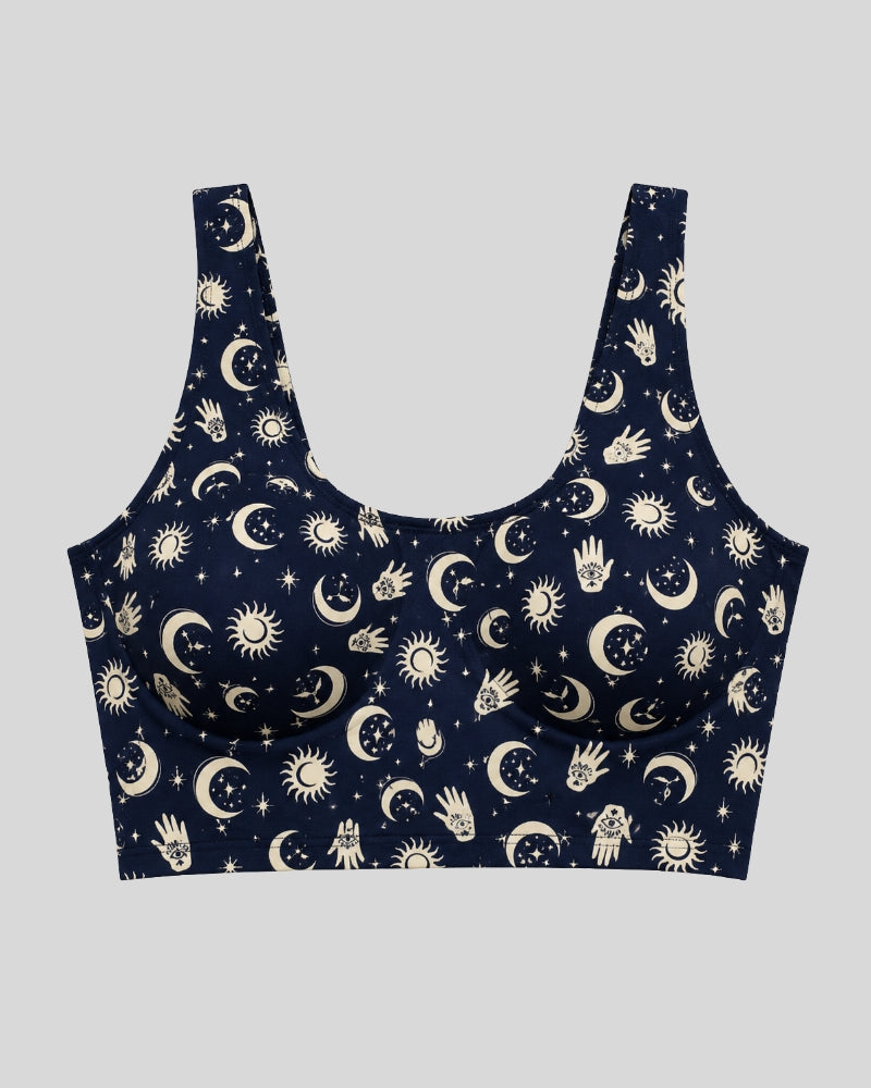 Navy Celestial Print Sports Bra