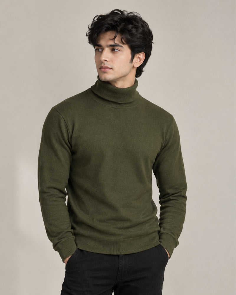 Olive Green Essential Turtleneck