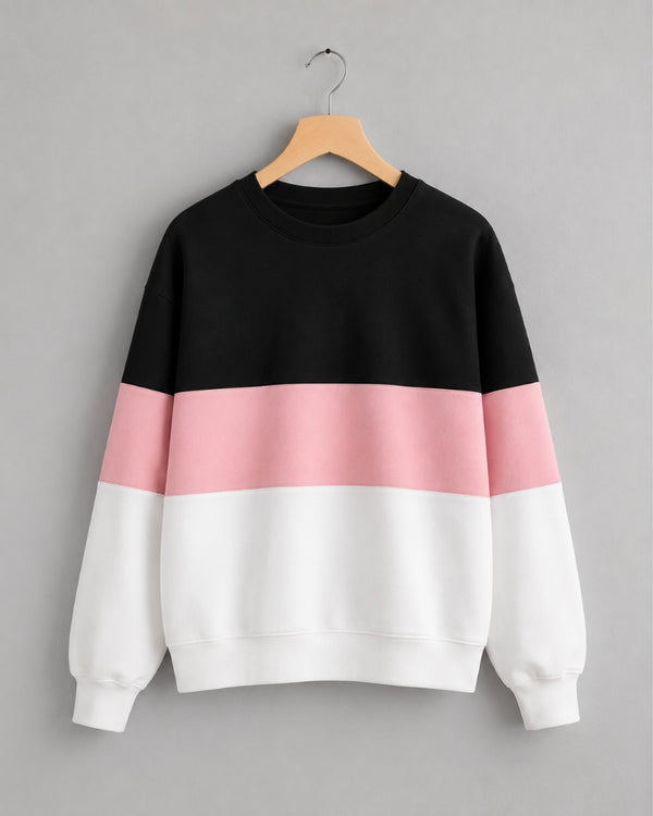 Black Pink and White Block Sweatshirt