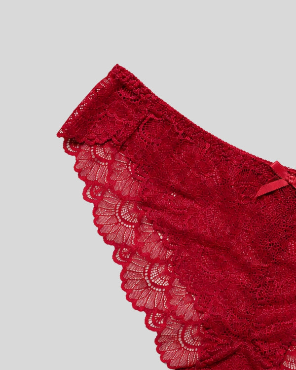 Red Floral Lace Push-Up Bra & Panty Set