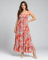 Coral Paisley Ruffle Maxi Nightdress