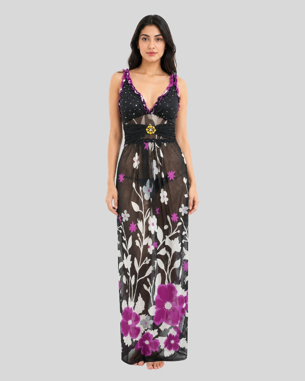 Midnight Bloom Sheer Maxi