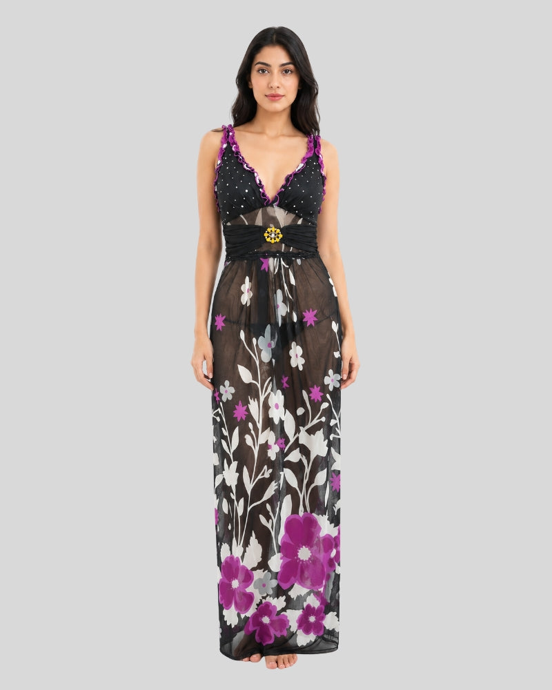 Midnight Bloom Sheer Maxi