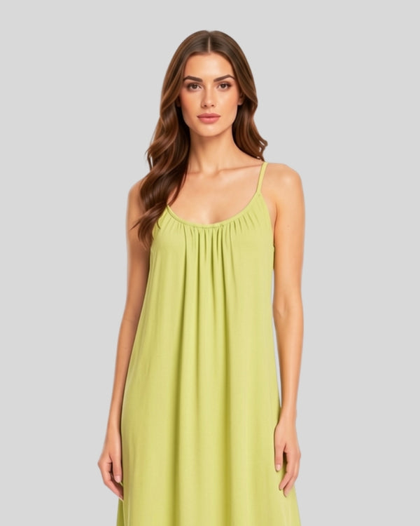 Pistachio Elegance Flow Maxi Dress