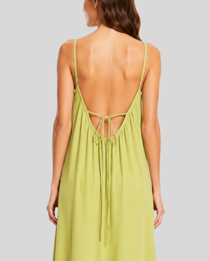 Pistachio Elegance Flow Maxi Dress