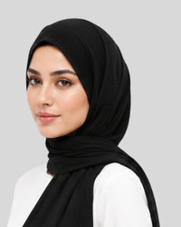Midnight Black Modest Chiffon Hijab with Built-in Magnets