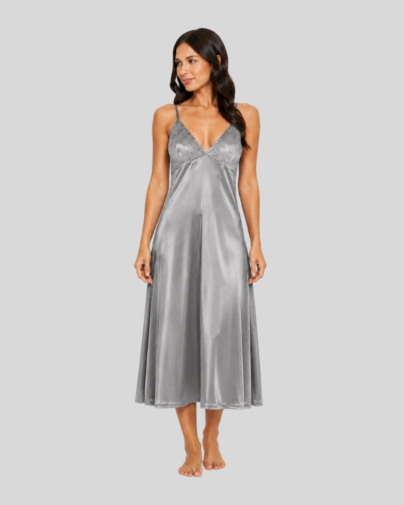 Silver Satin Lace Nightdress