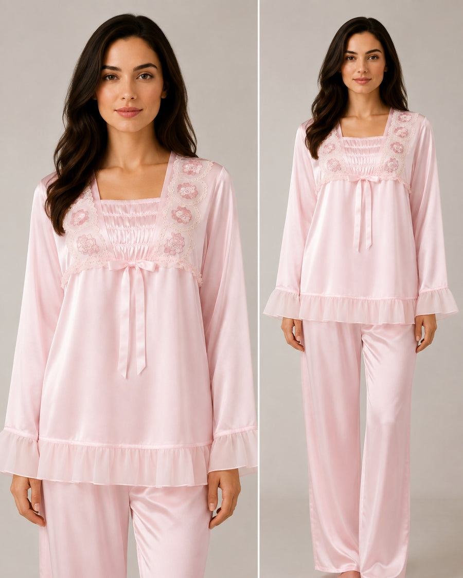 Blush Blossom Satin PJ Set