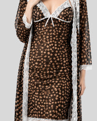 Brown Noir Polka Layered Dress