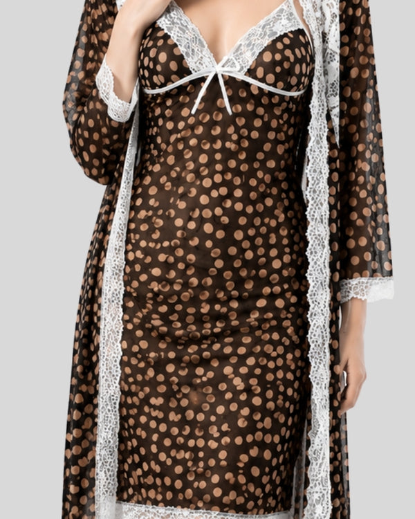 Brown Noir Polka Layered Dress