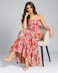 Coral Paisley Ruffle Maxi Nightdress