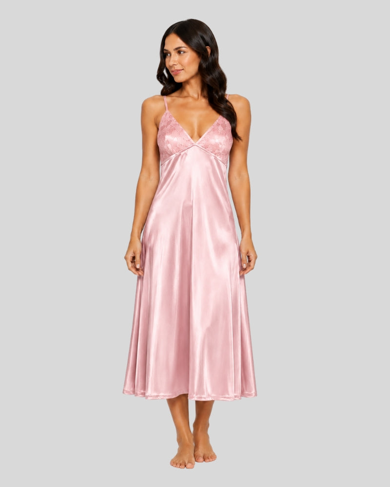 Blush Pink Satin Lace Nightdress