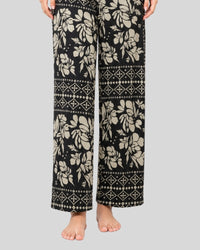 Black Leaves Printed Lounge PJ Set