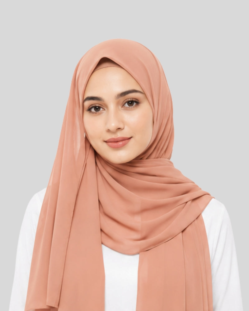 Blush Peach Premium Chiffon Hijab with Built-in Magnets