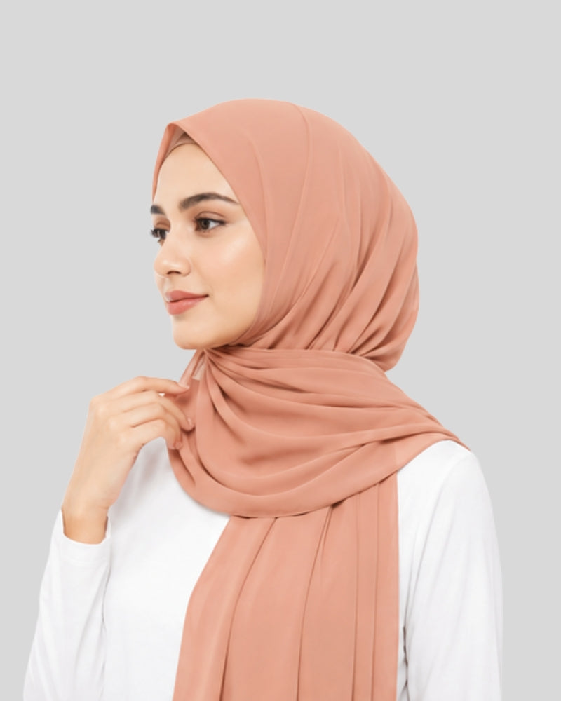 Blush Peach Premium Chiffon Hijab with Built-in Magnets