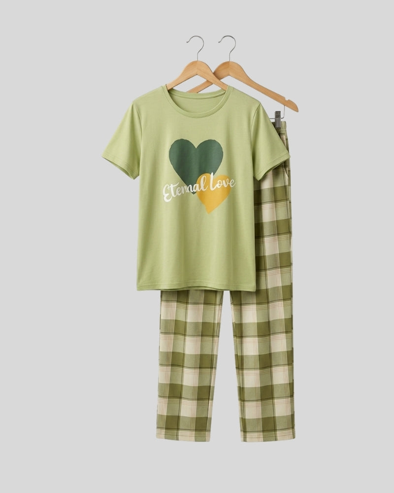 Eternal Love Half Sleeve Printed PJ Set