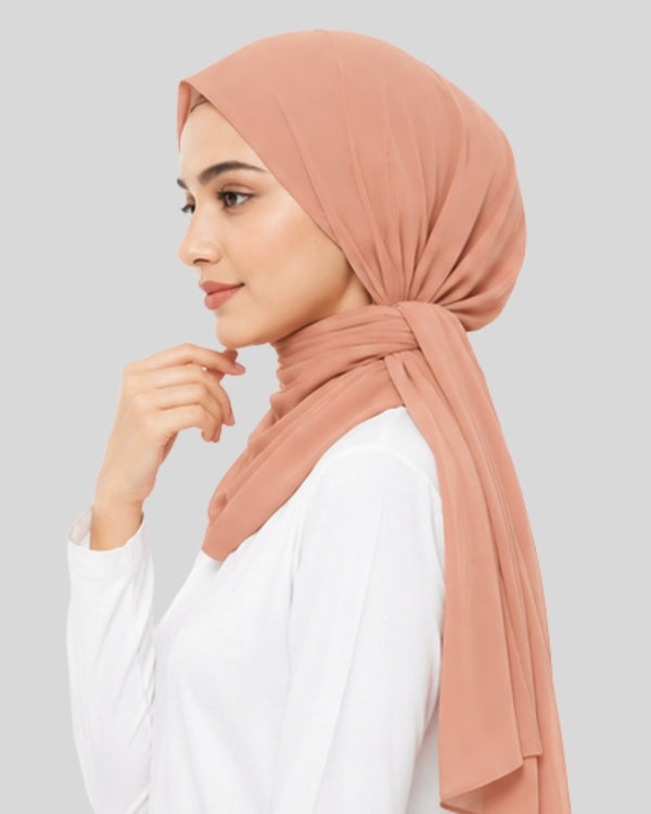 Blush Peach Premium Chiffon Hijab with Built-in Magnets