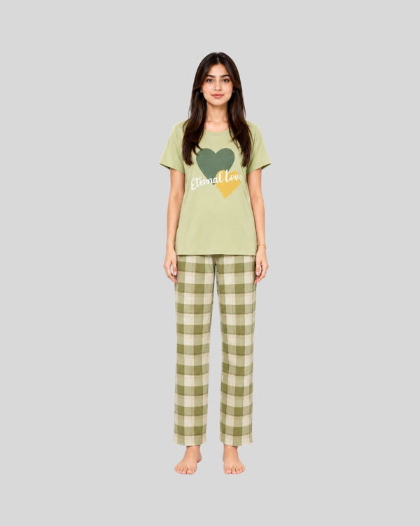 Eternal Love Half Sleeve Printed PJ Set