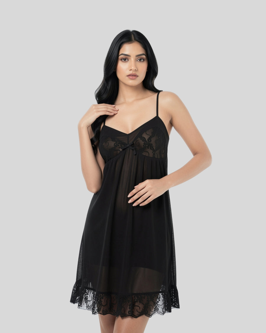 Midnight Lace Chemise Set