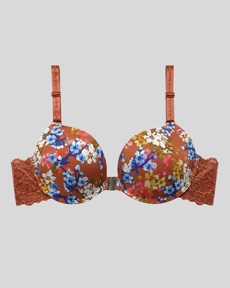 Mocha Floral Lace Push-Up Bra & Panty Set