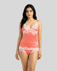 Coral Lace Cami Set