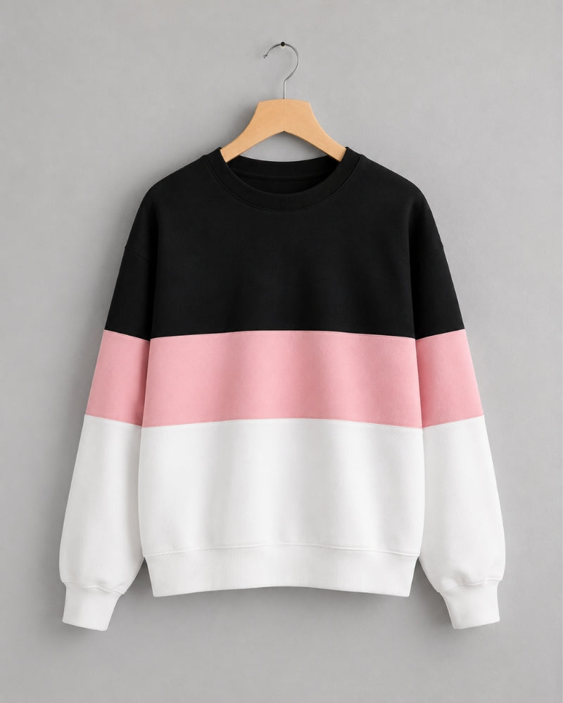 Black Pink and White Block Sweatshirt