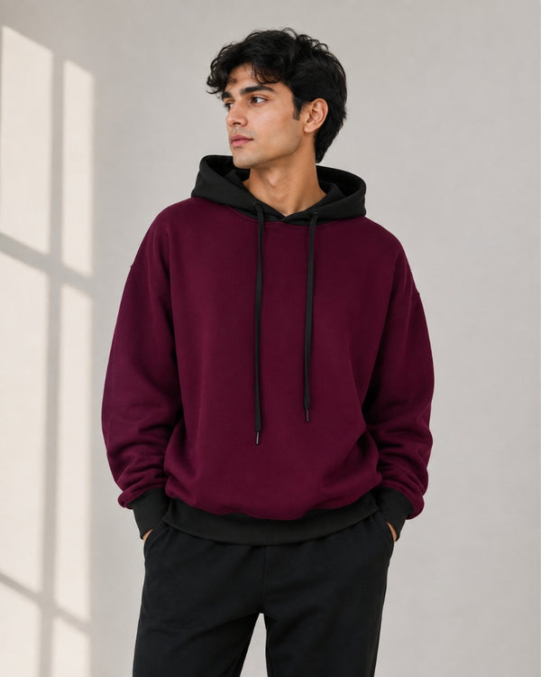 Burgundy Contrast Hoodie