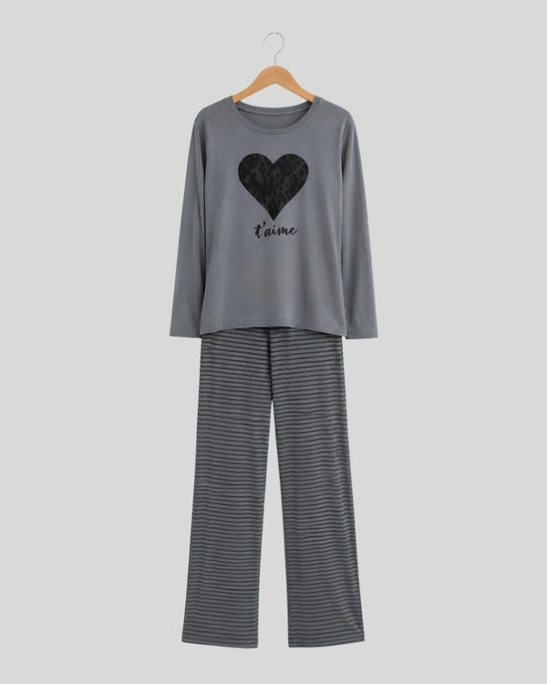 Moonlite Heart Printed PJ Set ( Big Heart )