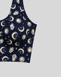 Navy Celestial Print Sports Bra