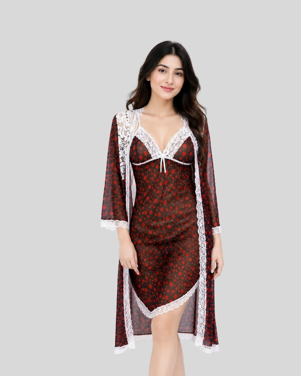 Red Ruby Floral Layered Dress