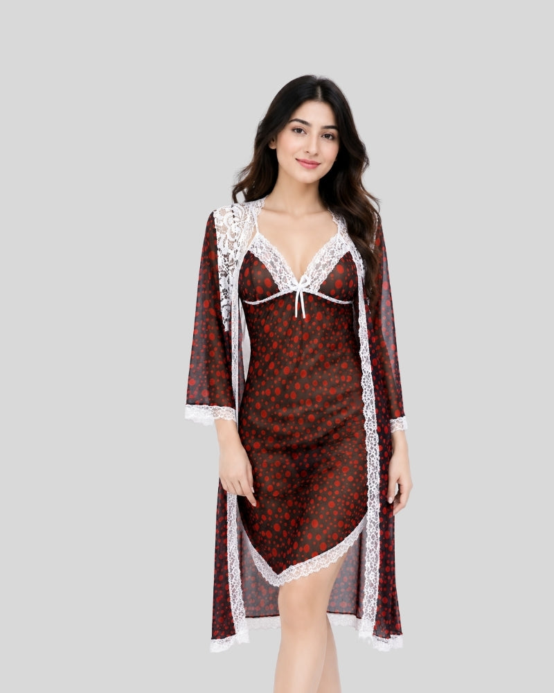 Red Ruby Floral Layered Dress