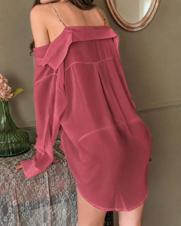 Blush Pink Chiffon Shirt Set